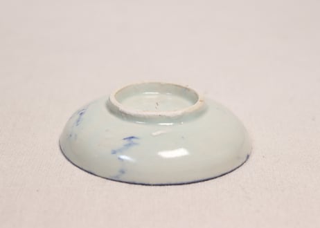 明治前期東北の焼染付山水図小皿