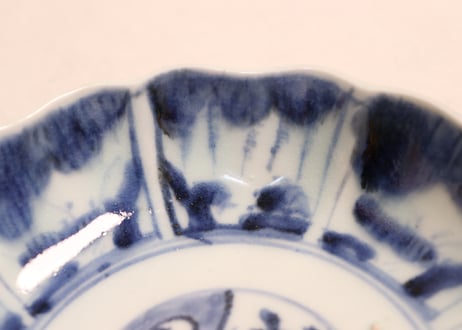 江戸後期染付草花割絵図なます皿①フリモノ