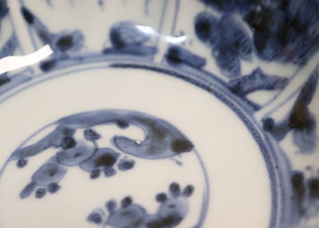 江戸後期染付草花割絵図なます皿②ノミホツ