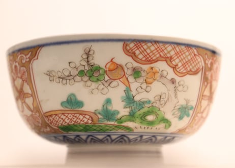 明治前期色絵松竹梅図蒸茶碗