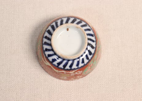 明治前期色絵屋敷と花図煎茶碗　5客組