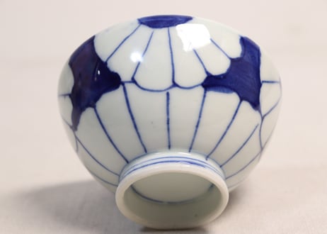 大正~昭和戦前染付菊花図蓋なし茶碗