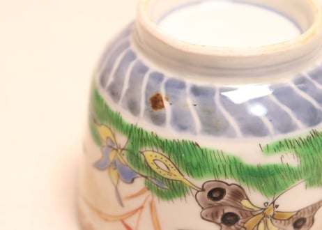 明治前期色絵花と蝶図通り物向付