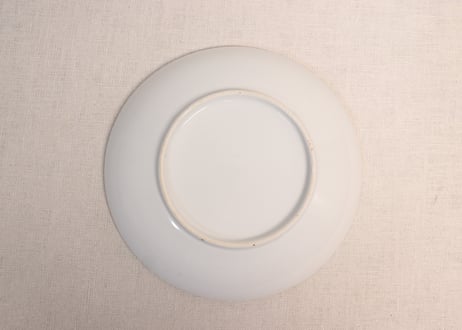 明治前期金彩赤絵菊図6寸皿②少かたつき