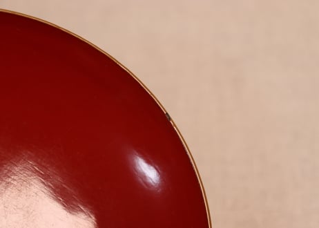 皆朱蒔絵松鶴図吸物椀②蓋小傷