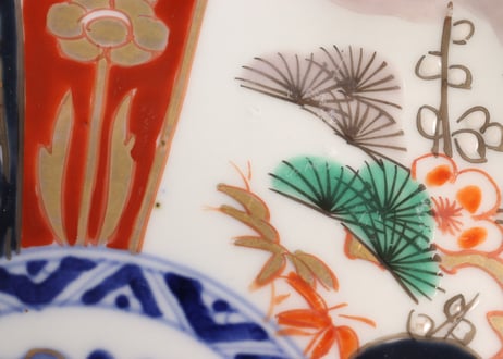 明治前期色絵三方に松竹梅図7寸皿①