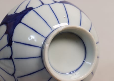 大正~昭和戦前染付菊花図蓋なし茶碗