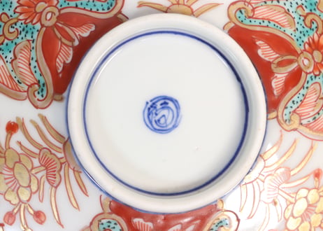 明治前期色絵団龍と牡丹図通り物蒸茶碗①5客組