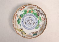 明治前期色絵花と蝶図通り物なます皿