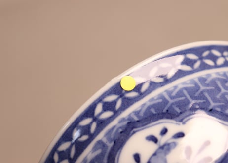 明治前期染付麒麟と花図蓋茶碗②縁少甘手