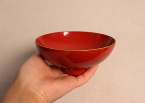 皆朱蒔絵松鶴図吸物椀②蓋小傷