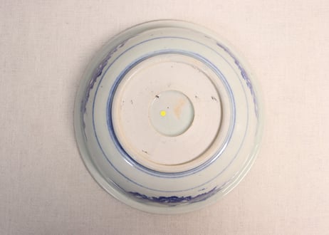 明治後期～大正銅判松鶴と竹虎図8寸鉢 ノミホツ,少甘手,ややかたつき