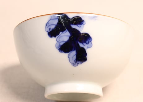 明治前期染付菊花図蓋茶碗