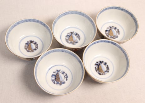明治前期色絵龍と鳳凰図通り物蓋茶碗
