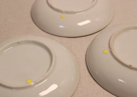 大正~昭和戦前色絵松鶴図小皿②高台ホツ