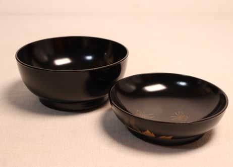 総黒蒔絵牡丹図菓子椀①