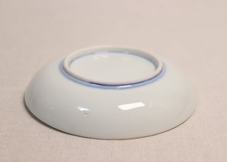 明治後期~大正染付いんげん豆図小皿②少かたつき