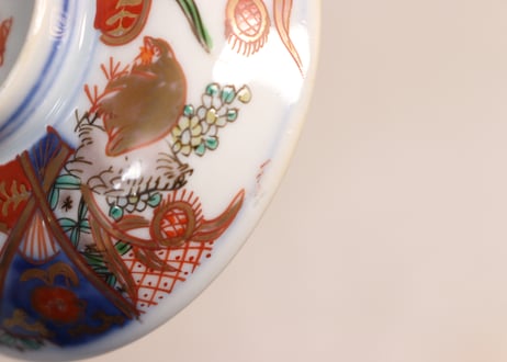 明治前期色絵鶉図蓋茶碗①