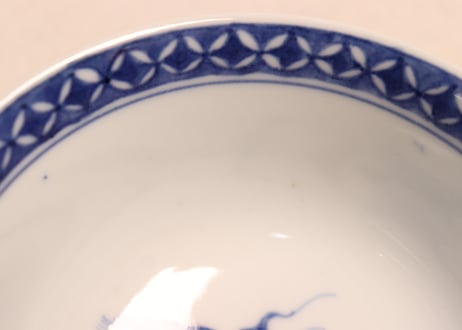 明治前期染付麒麟と花図蓋茶碗①