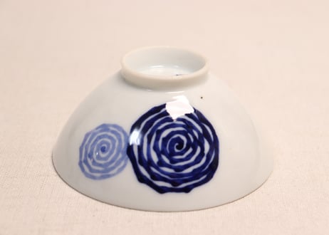 明治後期～大正染付渦巻図蓋茶碗