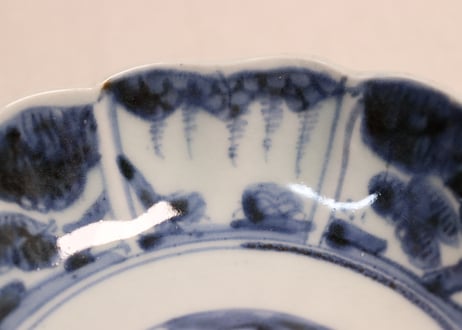 江戸後期染付草花割絵図なます皿②ノミホツ