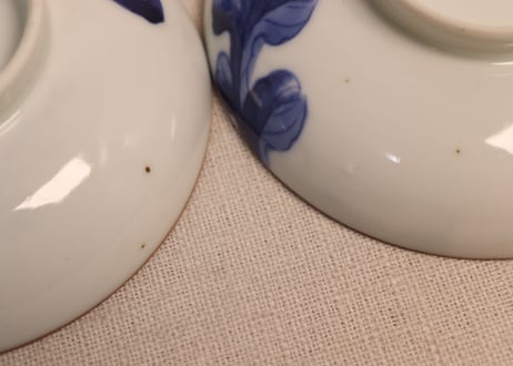 明治前期染付菊花図蓋茶碗