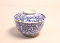 明治前期線描き牡丹図蓋茶碗②ニュウ,蓋ムシクイ
