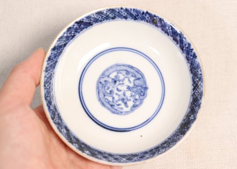 明治前期色絵団龍と牡丹図通り物飯茶碗②
