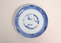 江戸後期墨弾き菊と亀甲図6寸皿