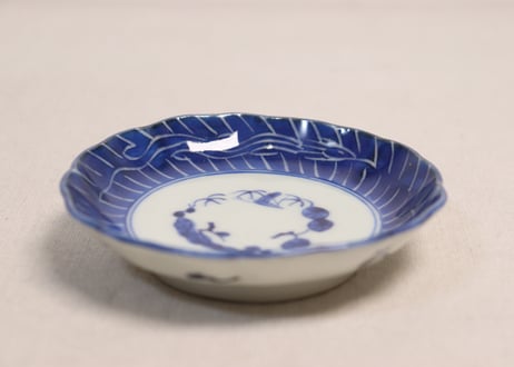 江戸後期染付捻子に龍図小皿