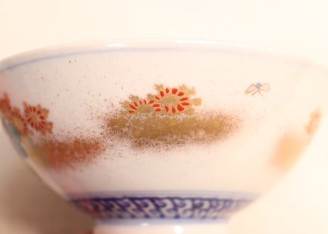 明治前期色絵菊図蓋茶碗