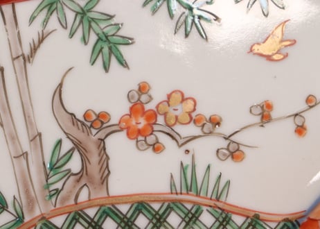 明治前期色絵竹梅図菱形皿①