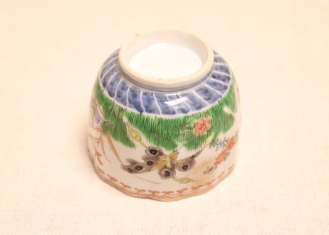 明治前期色絵花と蝶図通り物向付
