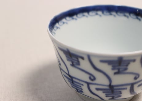 江戸幕末染付なずな文図向付②黒点