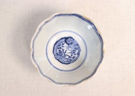 明治前期色絵団龍と四方に牡丹図通り物向付