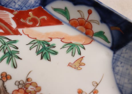 明治前期色絵竹梅図菱形皿①