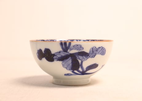 明治前期染付菊花図蓋茶碗