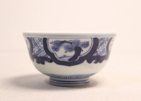 明治後期~大正染付松竹梅図蓋茶碗