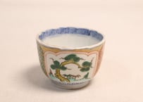 江戸幕末色絵松竹梅と幾何学文図通り物　向付