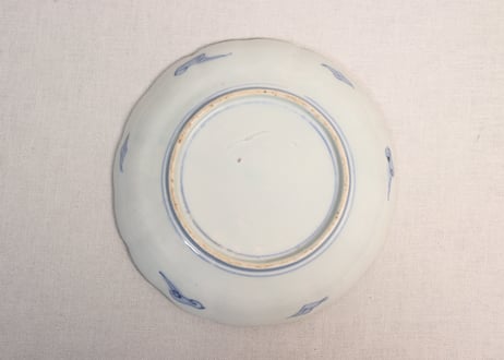 明治前期色絵松に家と鳥図7寸皿①