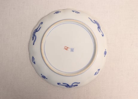 明治前期色絵三方に松竹梅図7寸皿②部分甘手