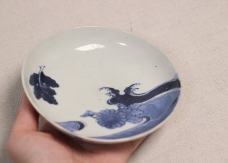 江戸中期染付流水に菊図小皿②フリモノ