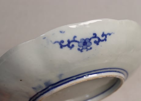 明治後期~大正銅判龍に波千鳥図7寸皿②ノミホツ