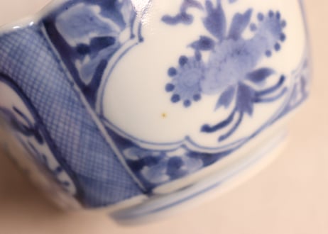 江戸中期染付龍と牡丹図角向付