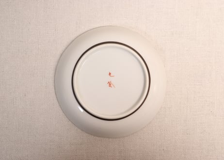 大正~昭和戦前九谷焼色絵扇面図小皿