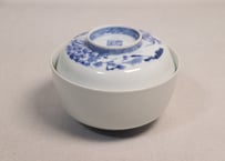 江戸幕末染付四君子図蓋茶碗