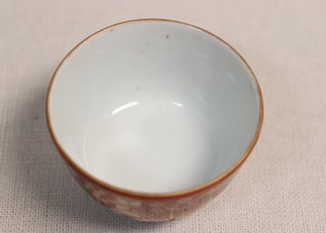 明治前期色絵屋敷と花図煎茶碗　5客組