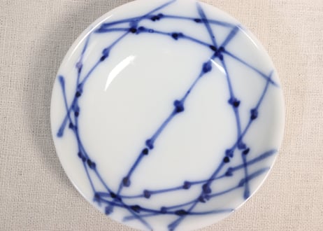 明治後期～大正染付竹格子図小皿