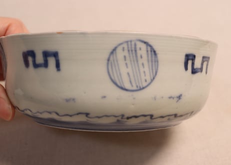 江戸後期色絵竹林賢人に雀図春寒鉢