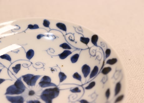 江戸幕末染付鉄線図小皿②裏側柄違い